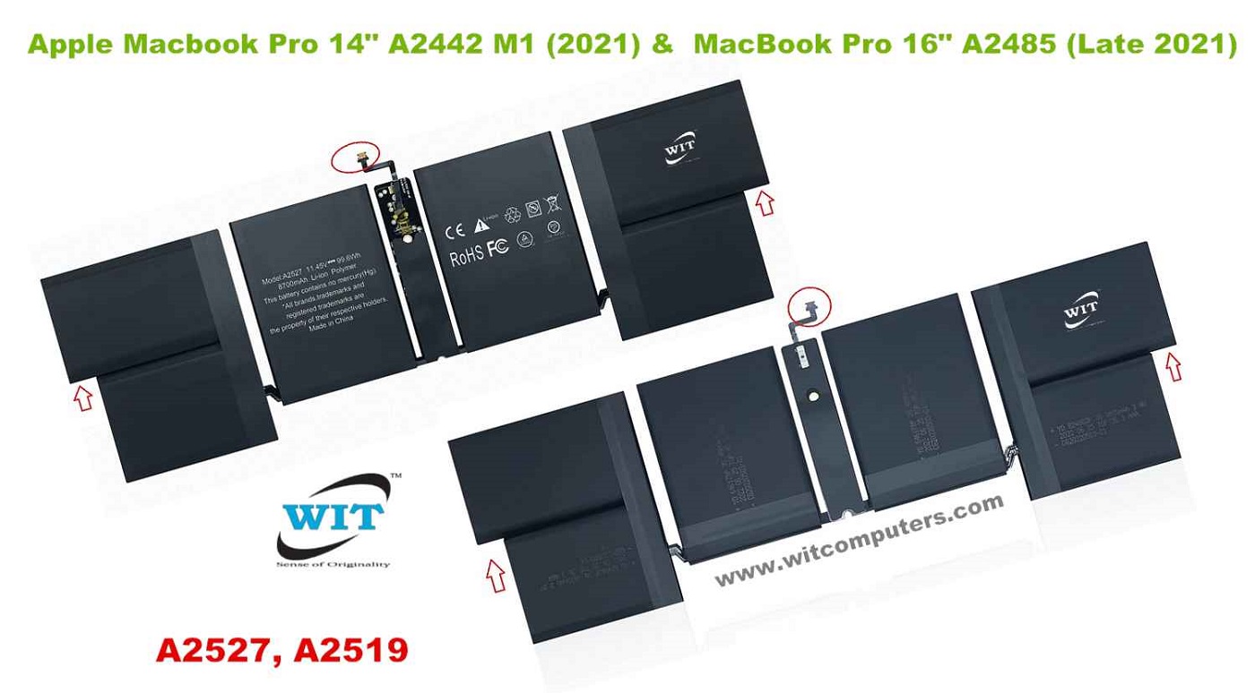 A2527 A2519 Apple Macbook Battery For Macbook Pro 14 M1 Pro 2021