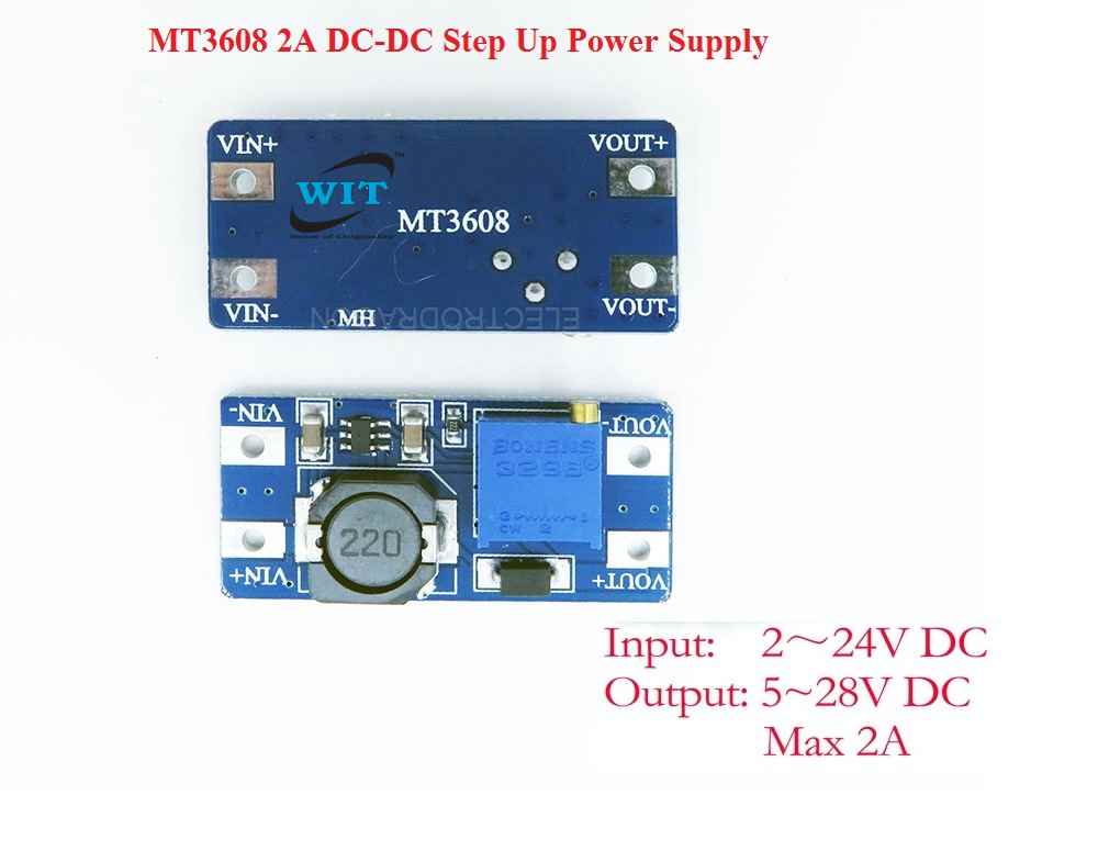 MT3608 2A 28V DC DC Step Up Boost Booster Converter Power Supply Module Adapter 