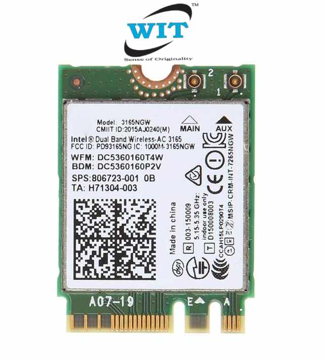 intel r dual band wireless ac 3165 showing as not charging