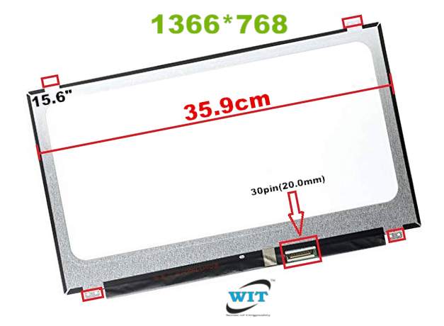 Wikiparts 15.6 LED LCD SCREEN COMPATIBLE FOR BOEHYDIS NT156WHM-N32 LAPTOP MATTE DISPLAY PANEL WITH 30 PIN CONNECTOR