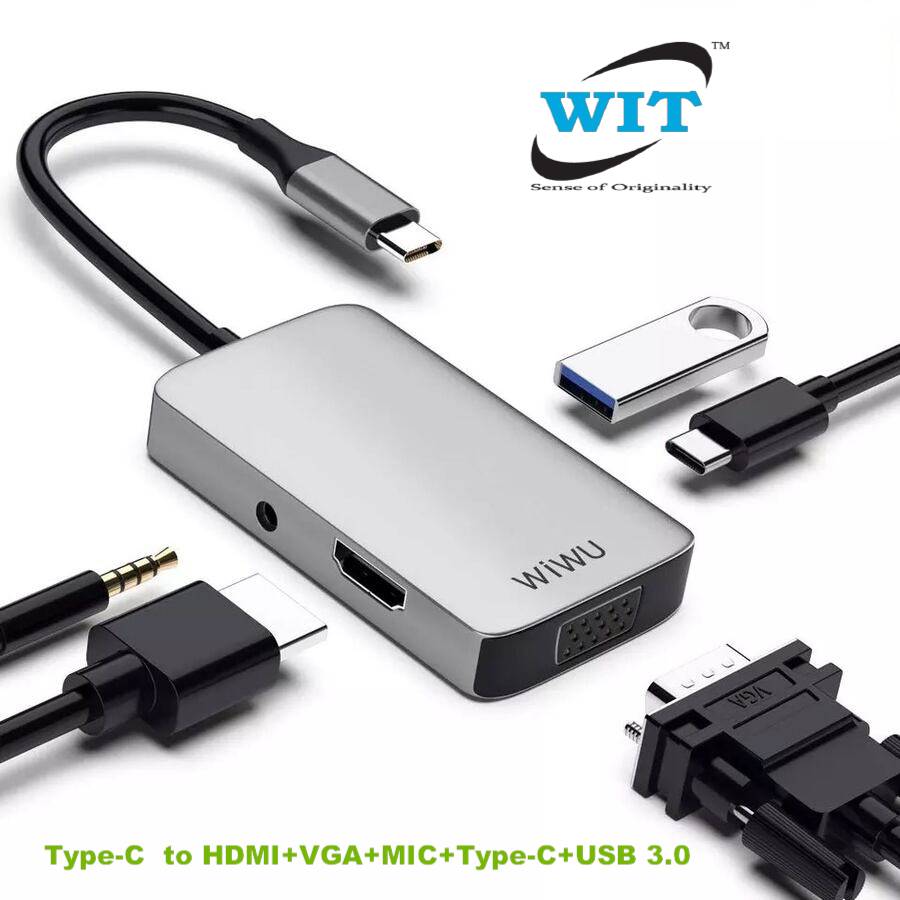 CY Type-C USB-C to HDMI & USB3.0 OTG & SD TF Card & Power for Laptop & MacBook 