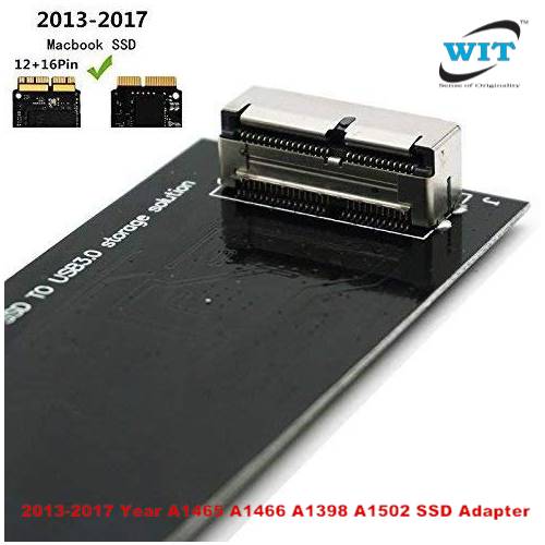 PCIe SSD Enclosure for MacBook Air Pro Retina 2013 2014 2015 2016 2017, USB 3.0 to A1465 A1466 A1398 A1502 SSD Adapter Case (12+16 pin)-Macbook is not included - WIT Computers