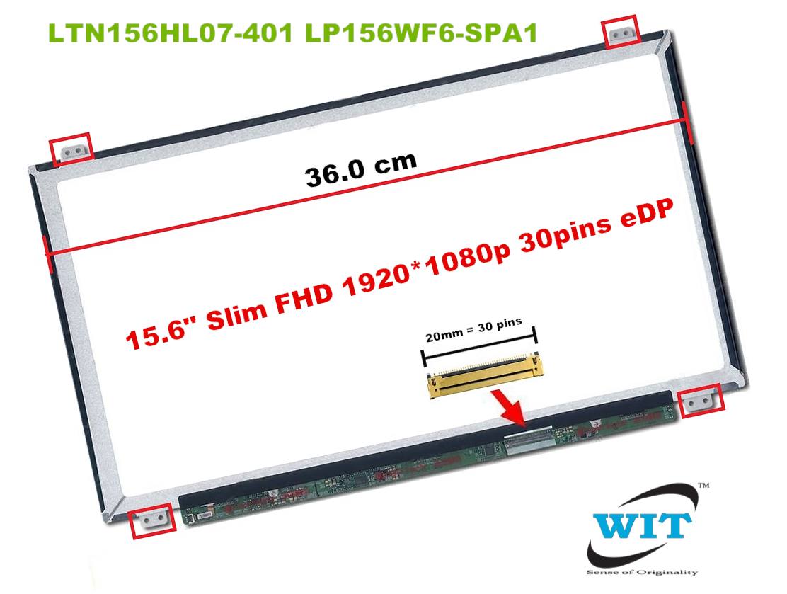 Laptiptop 15,6 LED Display Screen matt Ersatz für LTN156HL08-201 1920x1080 FHD 30pin Bildschirm Panel 