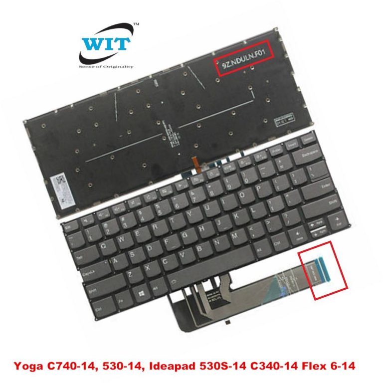 Ricambio Poggiapolsi Con Tastiera Retroilluminata Per Lenovo Yoga C740-14IML - Mica, 5CB0U43990