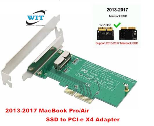 Apple Pro/Air (2013-2017) SSD (12+16pins) to Desktop Motherboard PCI Express X4 support card - WIT Computers