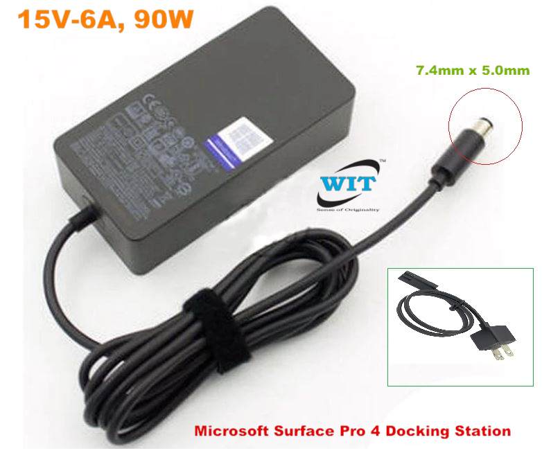 Microsoft Surface 15v 6a 90w Connector Size 7 4mm X 5 0mm Ac Adapter For Microsoft Surface Pro 4 Docking Station Surface Dock Power Transformer Charger Model 1749 1661 Wit Computers