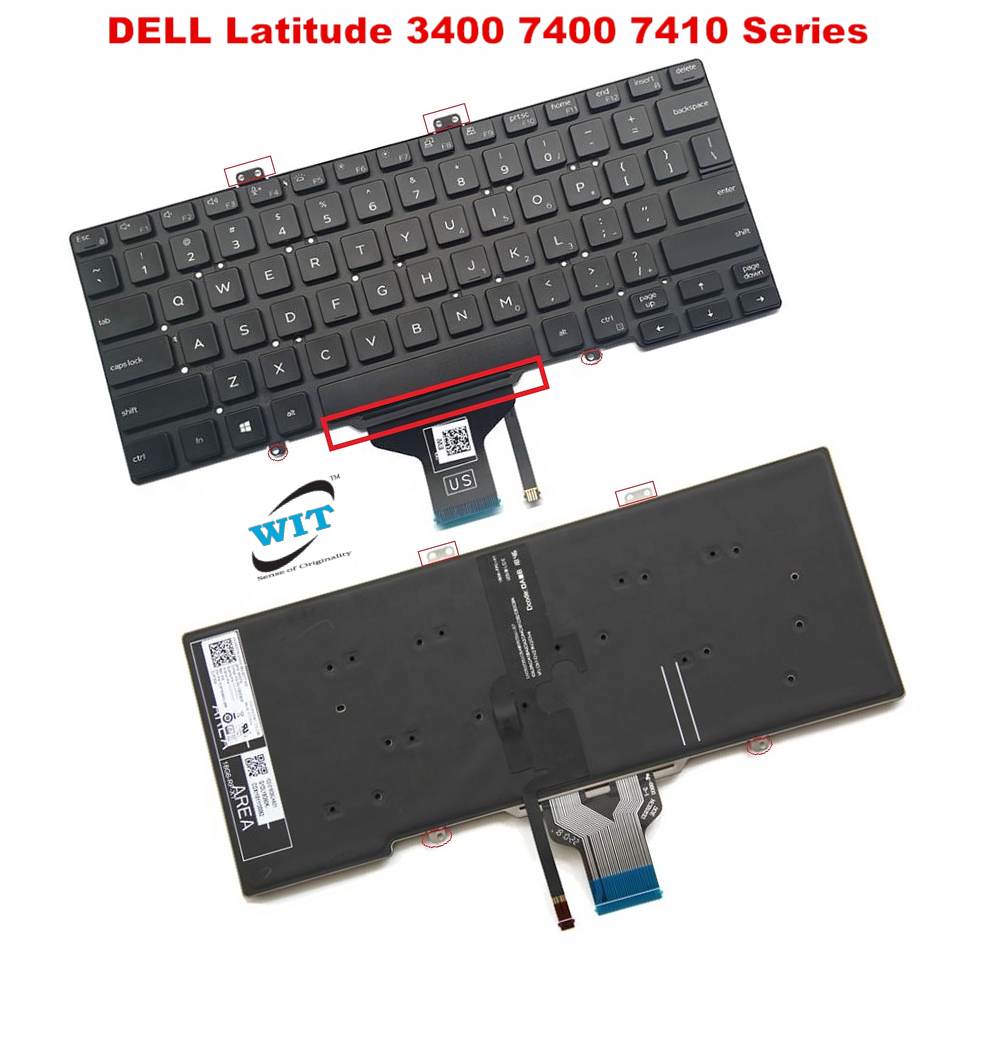 Keyboard for DELL Latitude 3400 7400 7410 Series, P/N: F6KCY 0F6KCY V5H1J  0V5H1J - WIT Computers