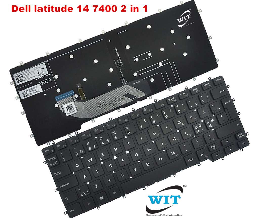 Laptop keyboard for Dell latitude 14 7400 2 in 1 black Specs: 0476JH 476JH  PK132CD2A00 DLM18G1 0476JH-CH200, P/N 0W0N1C - WIT Computers
