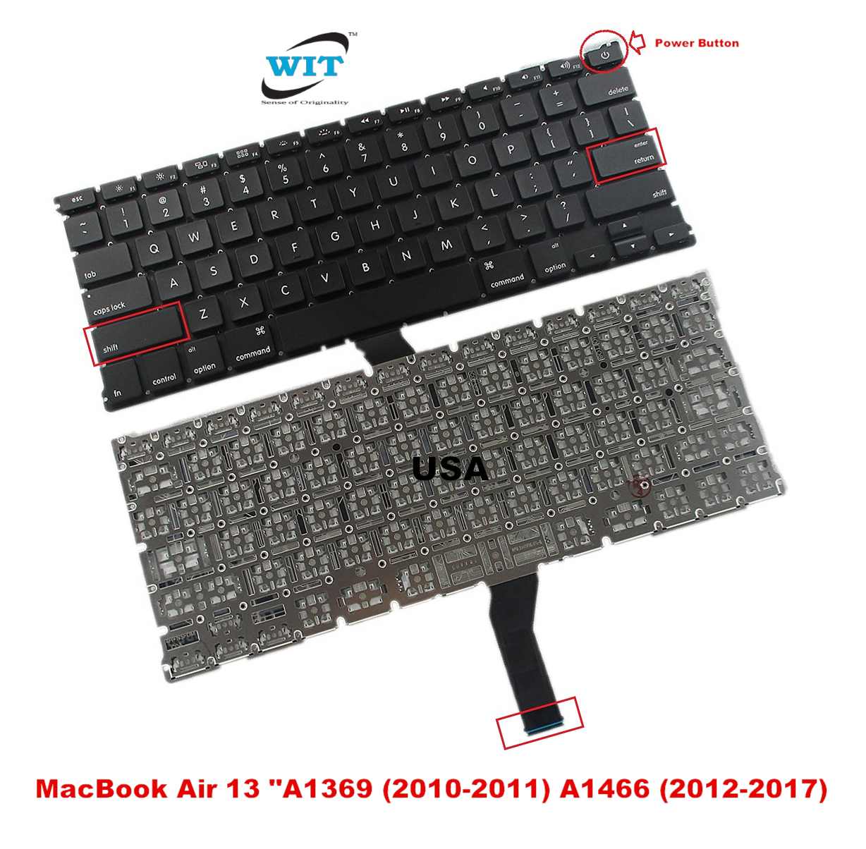 Keyboard for Apple MacBook Air 13 inch A1369 (Late 2010-Mid 2011) A1466  (Mid 2012 – Mid 2017)