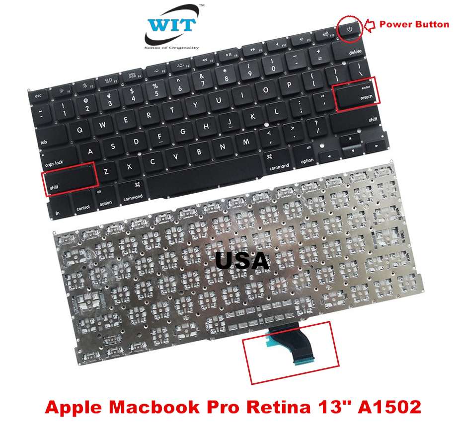 Keyboard for Apple MacBook Pro Retina 13 inch A1502 Late 2013, A1502 Mid  2014, A1502 Early 2015 - WIT Computers