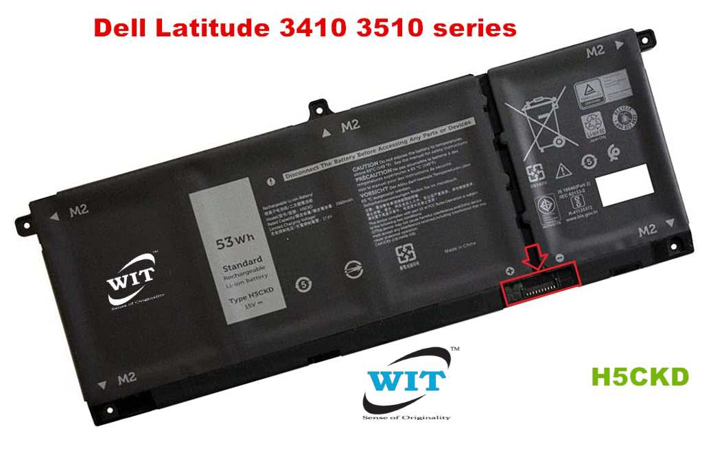 H5CKD Original Laptop Battery (04 cells) for Dell Latitude 3410 3510 Vostro  5300 5401 5501 Inspiron 5300 5401 5408 5501 5508 5400 7405 7300 7500 2-in-1  Silver series (Non-existing 