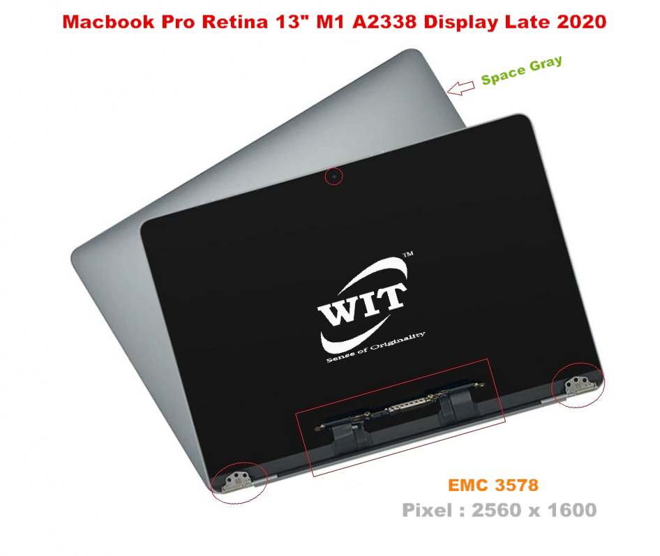 Complete Top LED Assembly for Apple Macbook Pro 13-inch M1 A2338 Late 2020  EMC 3578 MYD83 MYD92 MYDA2 MYDC2 MYD83LL / A MYD92LL / A MYDA2LL / A 