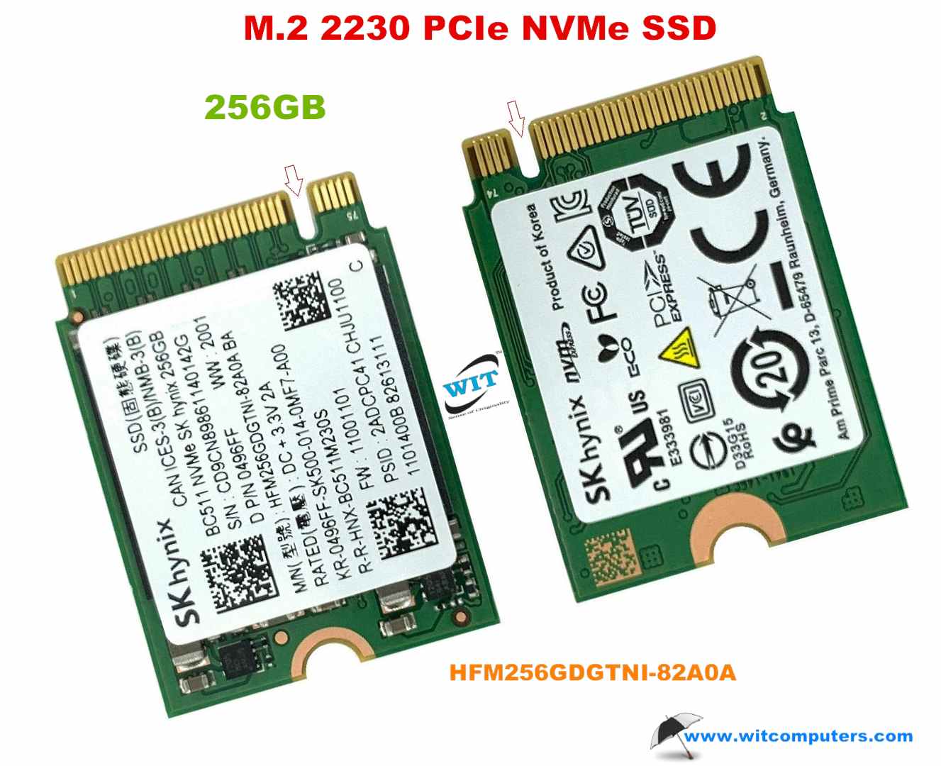 256GB M.2 2230 PCIe NVMe SSD (Internal) SK HYNIX BC511 256GB M.2 2230 PCIe  NVMe SSD HFM256GDGTNI-82A0A WIT Computers