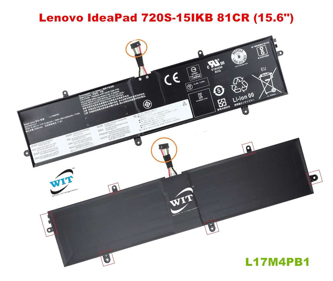 L17M4PB1 L17C4PB1 Laptop Battery for Lenovo IdeaPad 720S-15IKB 81CR, IdeaPad  720S-15IKB 81AC, V730-15-ISE, IdeaPad 720S-15IKB-81AC - WIT Computers