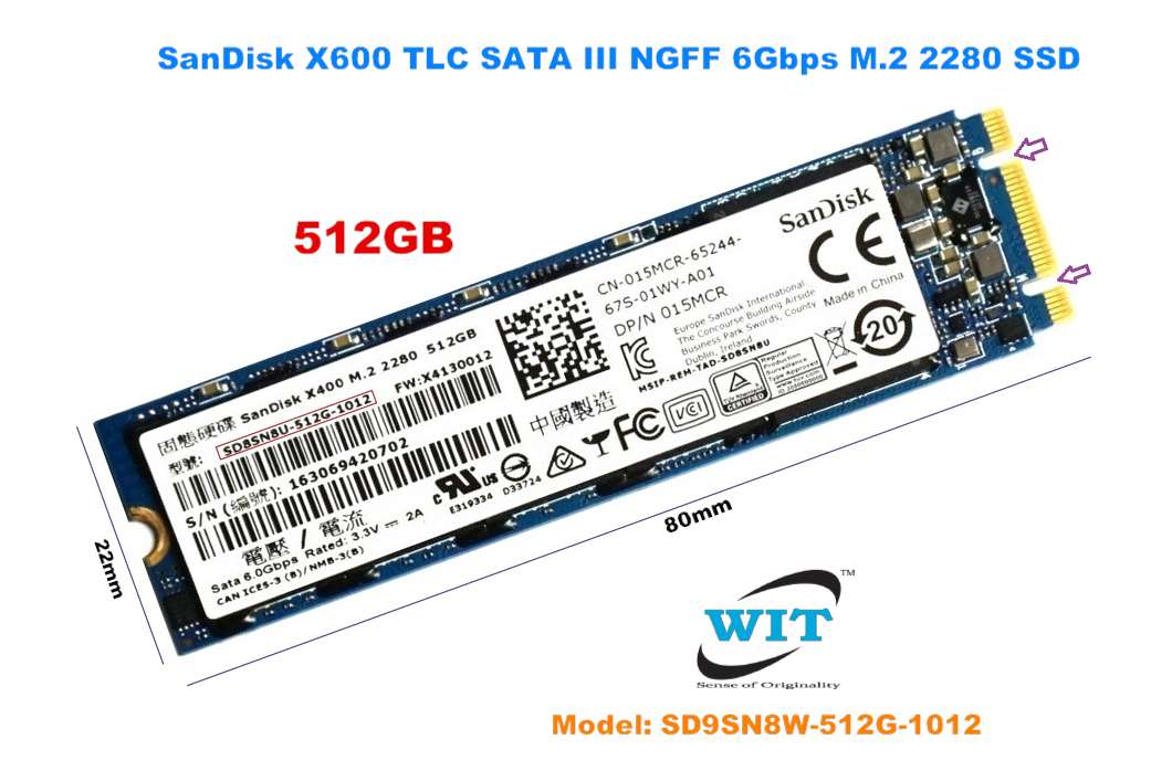 512GB SanDisk X600 TLC SATA NGFF 6Gbps M.2 2280 Internal Solid State (SSD), Model: SD9SN8W-512G-1012 - WIT Computers