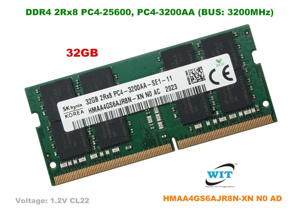 32GB DDR4 2Rx8 PC4-25600, PC4-3200AA (BUS: 3200MHz), SK Hynix, Model ...