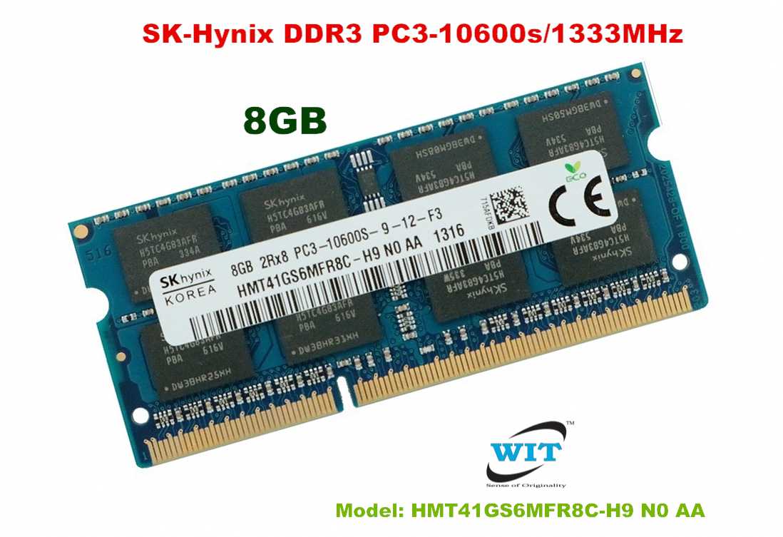 8GB 2Rx8 1333MHz), Voltage: 1.5V, Memory(RAM) Module (Original) for Laptop & Macbook , Model: HMT41GS6MFR8C-H9 N0 AA - WIT Computers