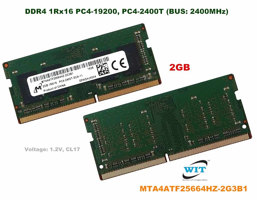 2GB DDR4 1Rx16 PC4-19200, PC4-2400T (BUS: 2400MHz), Micron, Model