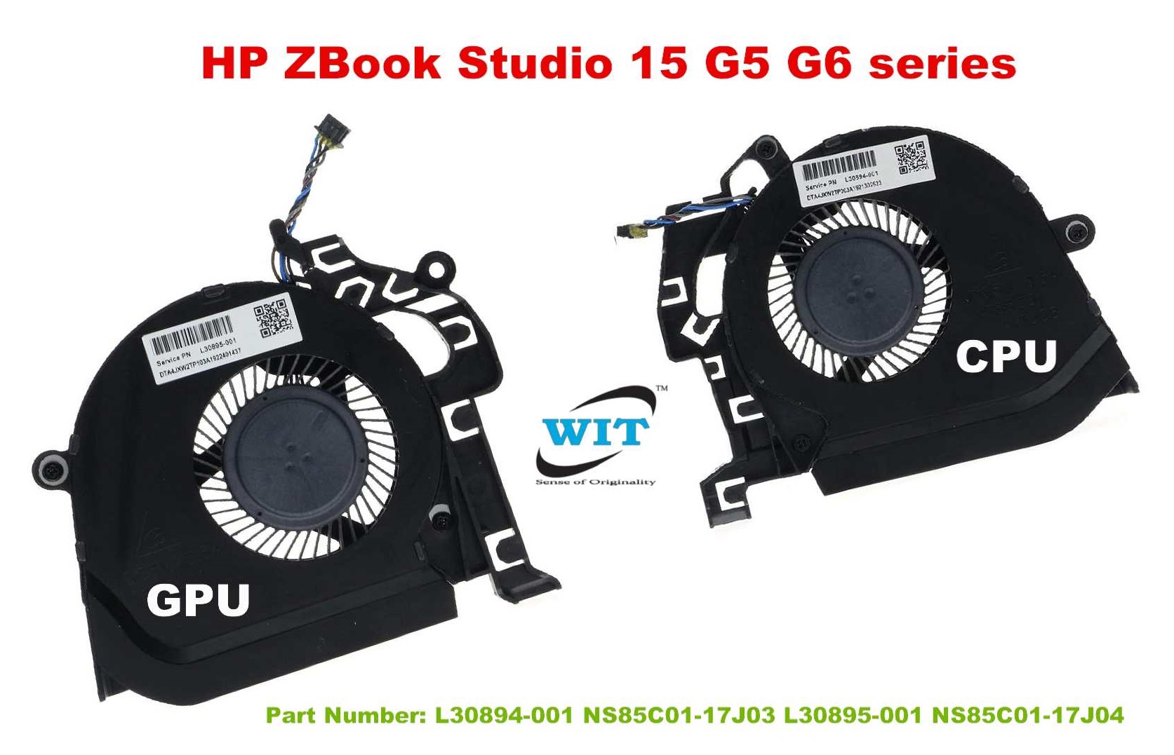 Laptop CPU+GPU internal cooling fan for HP Studio ZBook 15 G5, HP