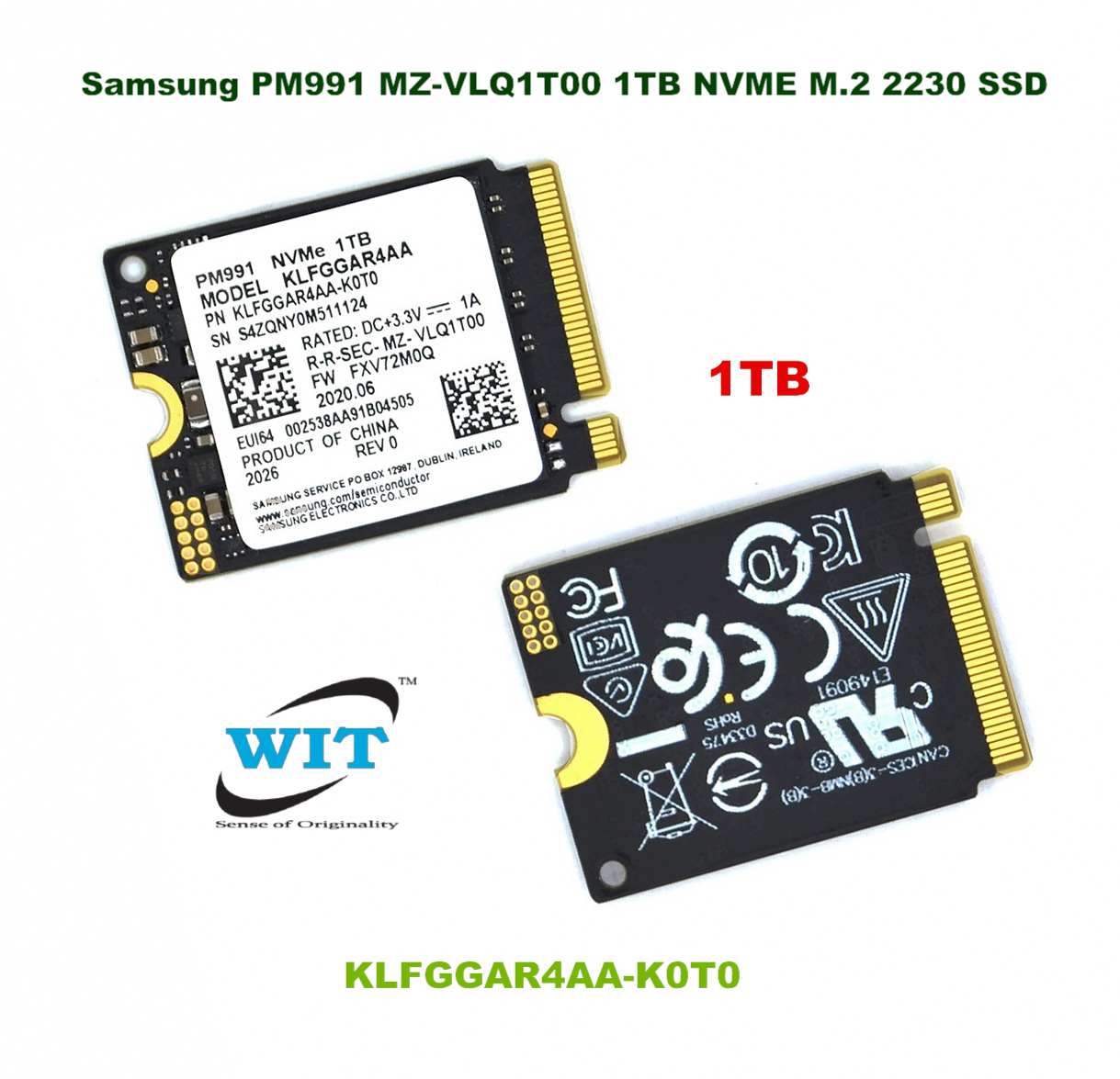 embargo handicappet omhyggelig 1TB M.2 2230 NVMe PCI Express 3.0 x2 SSD (Solid State Drive)-30mm Half  Size, Brand : Samsung PM991 MZ-VLQ1T00, KLFGGAR4AA-K0T0 For Microsoft  Surface Pro X, Microsoft Surface Pro 7+, Microsoft Surface Laptop