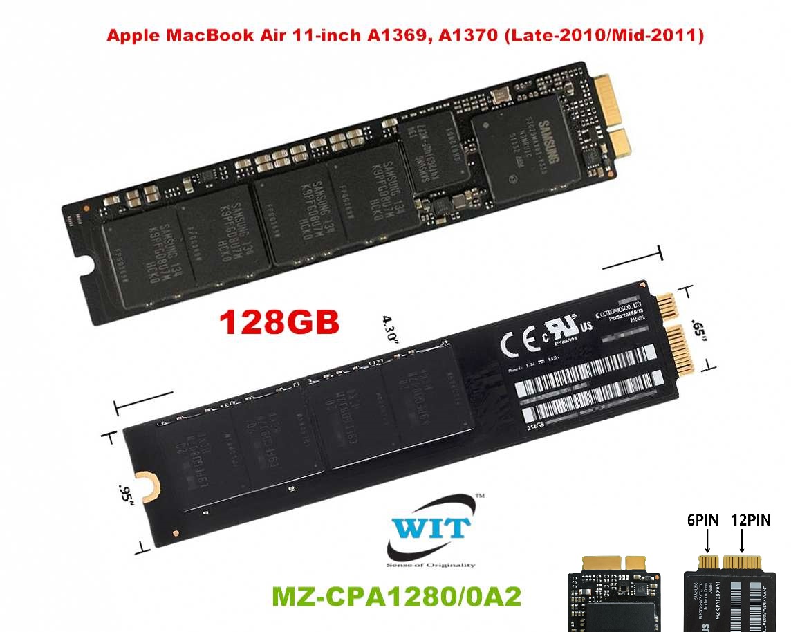 128GB SSD Solid State Drive (SSD) SAMSUNG MZ-CPA1280/0A2 for Apple MacBook  Air 11-inch A1369, EMC 2469, A1370 (Late-2010/Mid-2011) WIT Computers