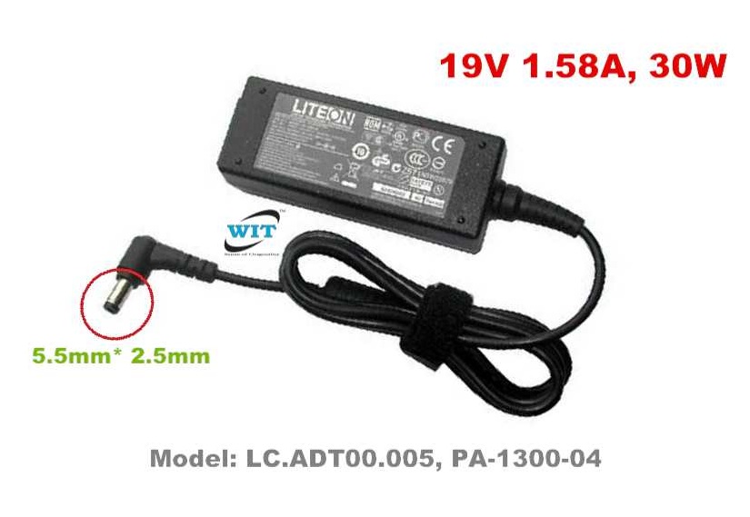 Vultech TO19158C-312 Alimentatore Per Mini Notebook Toshiba (19V, 1.58A, 30W) - Connettore 5.5x1.7mm, Ricambio Certificato CE Per Serie NB E Folio 100