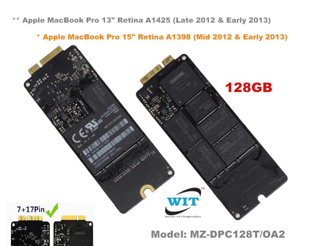 128GB SSD (PCIe ), Brand Samsung, Model MZDPC128T/OA2, Pins 7+17