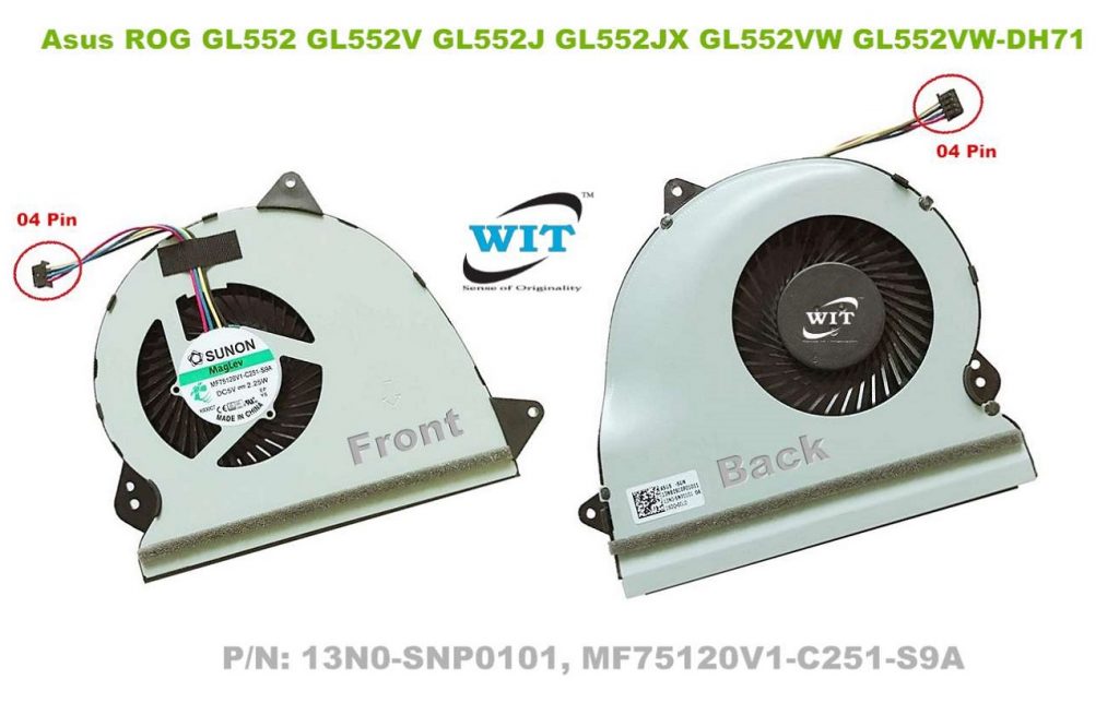Gaming Laptop internal CPU cooling fan for Asus ROG GL552 GL552V GL552J