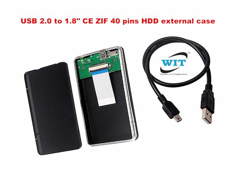 Møntvask tælle pris USB 2.0 to 1.8" (40 pins) ZIF/CE External Hard Drive HDD/SSD Enclosure  Case, HDD/SSD Support: 1.8" ZIF/CE 5mm*8mm HDD/SSD - WIT Computers