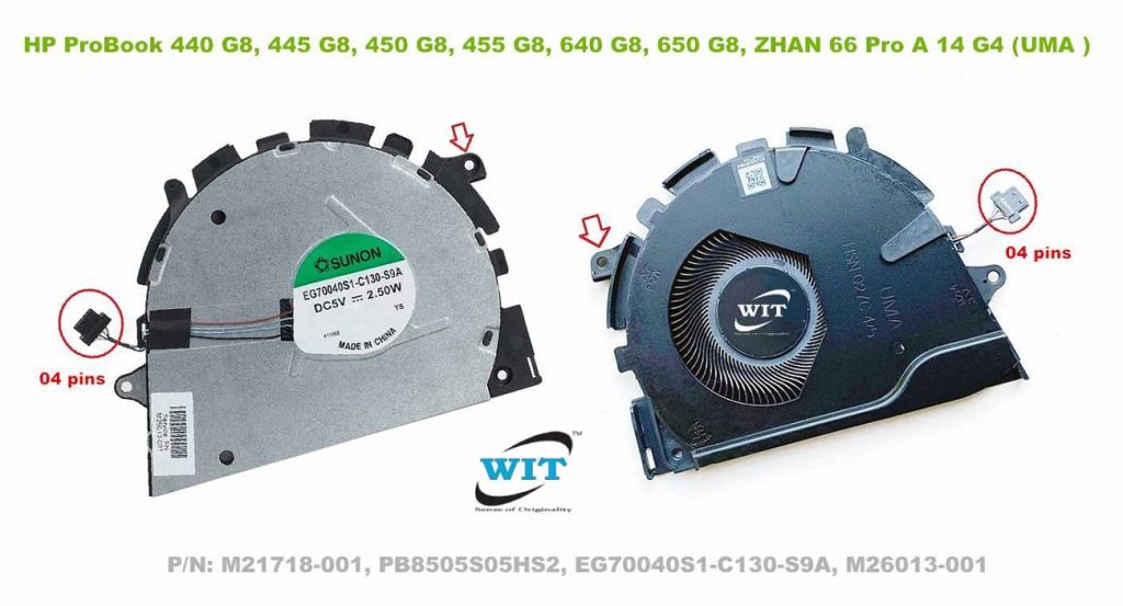 Laptop internal CPU cooling fan for HP ProBook 440 G8, 445 G8, 450 G8
