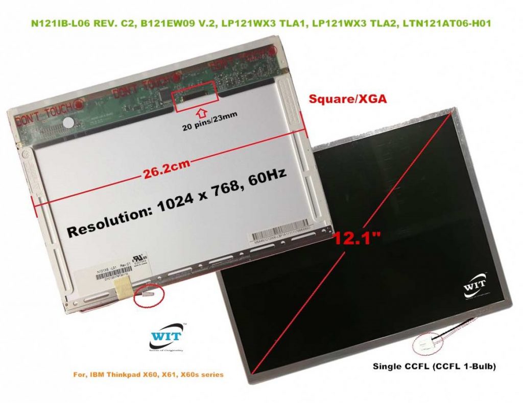 12.1-inch (Square) XGA (Width: 26.2cm),1CCFL TFT-LCD Panel, Resolution ...