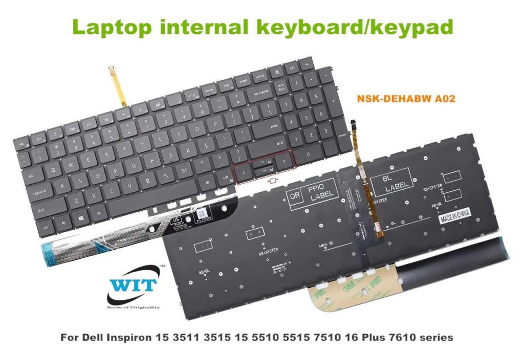 Laptop internal keyboard/keypad for 15.6" Dell Inspiron 15 5510 5515