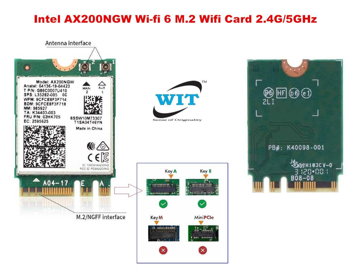 Intel Wi-Fi 6 AX200 AX200NGW M.2 Wifi Card Bluetooth Dual Band Wifi Antenna  PC