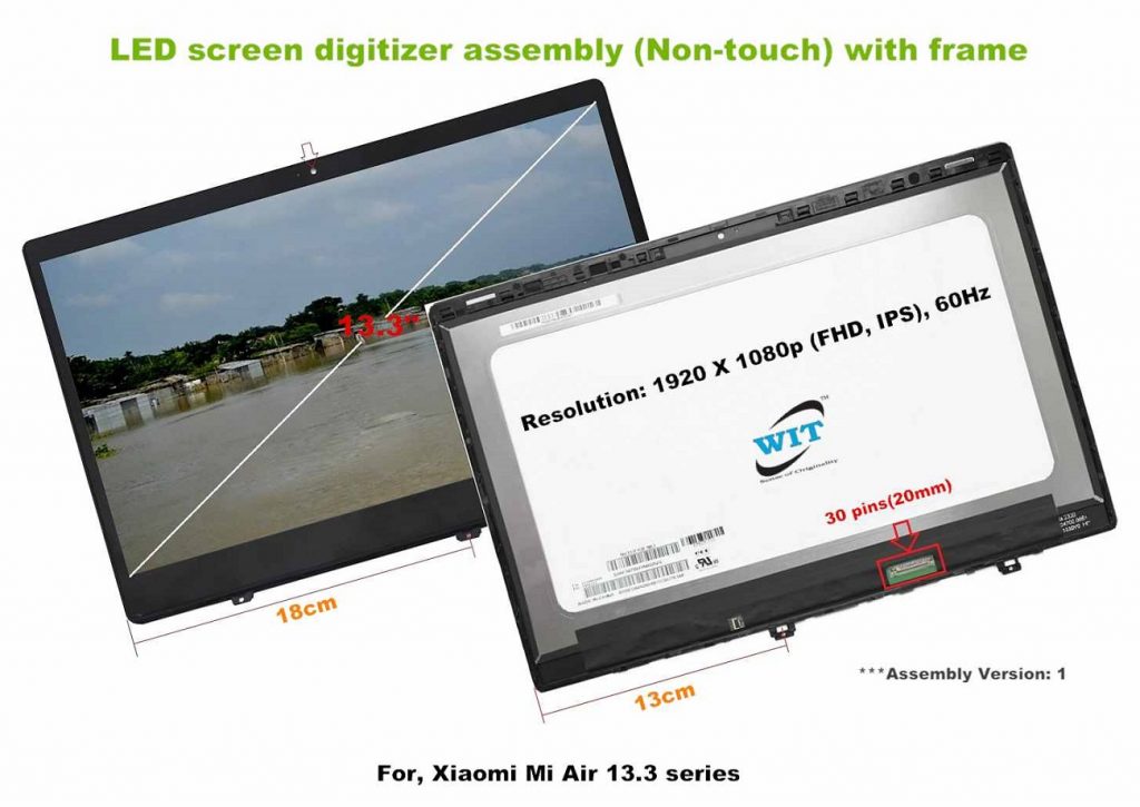 Replacement Laptop Screen For BOE NV133FHM-N49 – 13.3" FHD 1920x1080 Non-Touch LCD With Installation Tapes & Tools