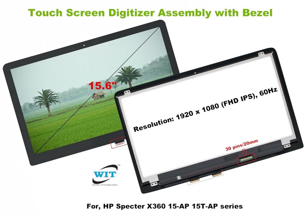LCD Touchscreen Digitizer Assembly With Bezel For HP Pavilion X360 15t-er – 13.3" FHD, 30 Pin