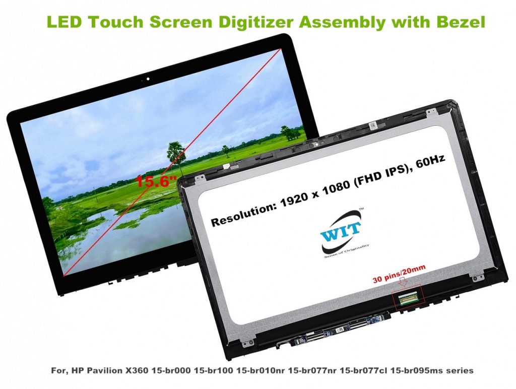 15.6-inch FHD LCD LED Touch Screen Digitizer Assembly with Bezel for HP ...